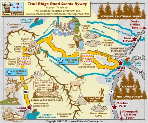 Trail Ridge Road Scenic Byway Map | Colorado Vacation Directory