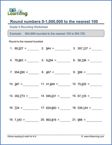 Rounding to the nearest 100 worksheets | K5 Learning