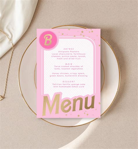 Editable Dinner Menu Printable Birthday Party Lunch Menu | Etsy UK