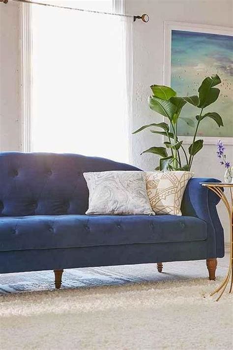 Dark Blue Velvet Tufted Sofa | Review Home Decor