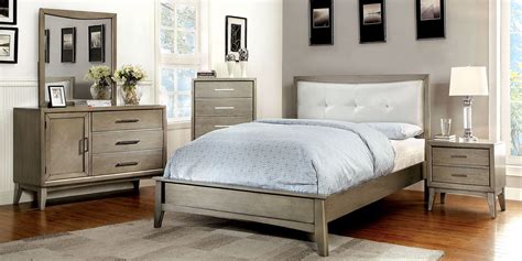 Snyder II Gray Upholstered Bedroom Set from Furniture of America ...