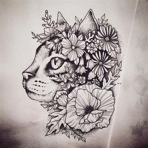 Nice Floral Cat Tattoo Design | Cat tattoo designs, Cat tattoo, Tattoos