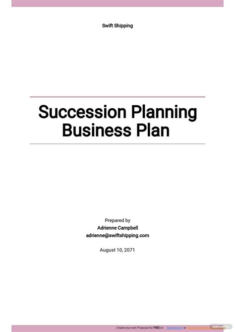 Small Business Succession Plan Template - Google Docs, Word, Apple Pages | Template.net