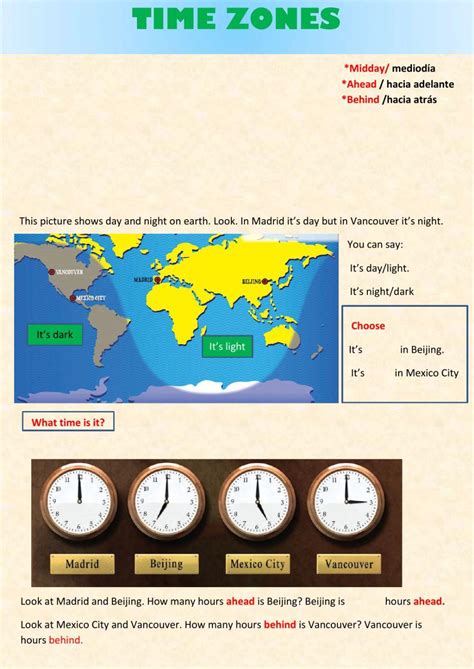 World Time Zones | Worksheet | Education.com - Worksheets Library