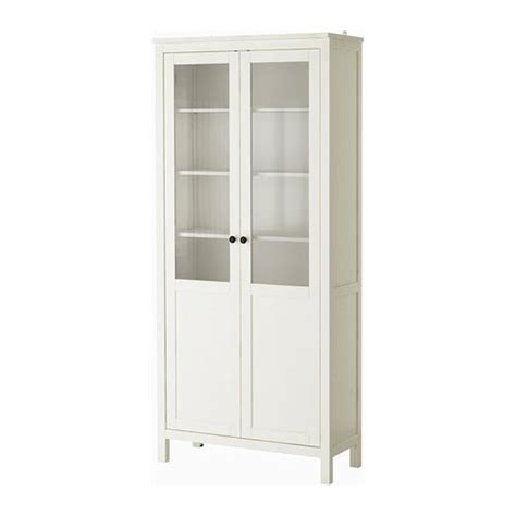 HEMNES Cabinet with panel/glass door - white stain - IKEA