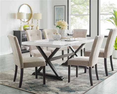 Good Deal Charlie Inc. Lexi Marble Table & 6 Chairs - Dining