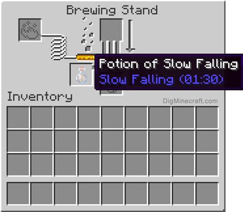 How to make a Potion of Slow Falling (1:30) in Minecraft