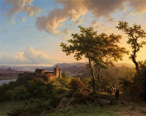 Barend Cornelis Koekkoek - Summer Wooded Landscape With A Castle | Oil painting landscape, 19th ...