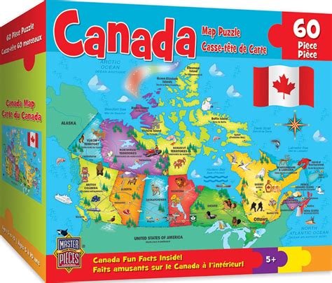 Masterpieces Canada Map Jigsaw Puzzle (60-Piece), Jigsaw Puzzles - Amazon Canada | Map puzzle ...