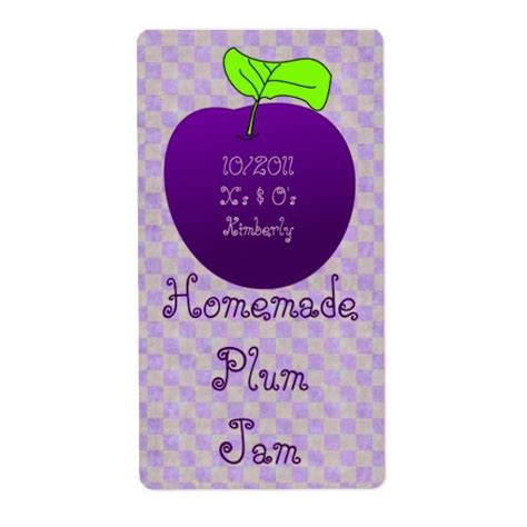 Homemade Plum Jam Jar Label (Customize) | Zazzle