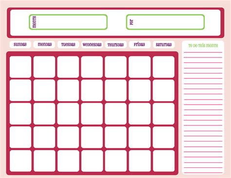 Free Printable Calendar Templates | Activity Shelter