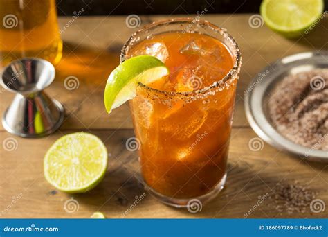 Homemade Mexican Michelada Beer Cocktail Stock Image - Image of liquid ...