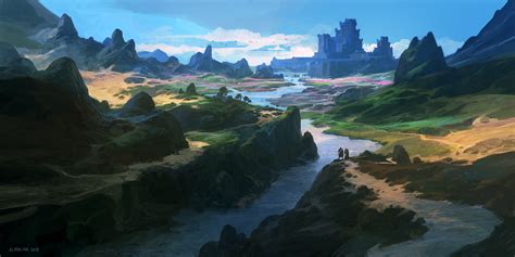 Download Castle River Fantasy Landscape Fantasy Landscape Wallpaper by Andreas Rocha