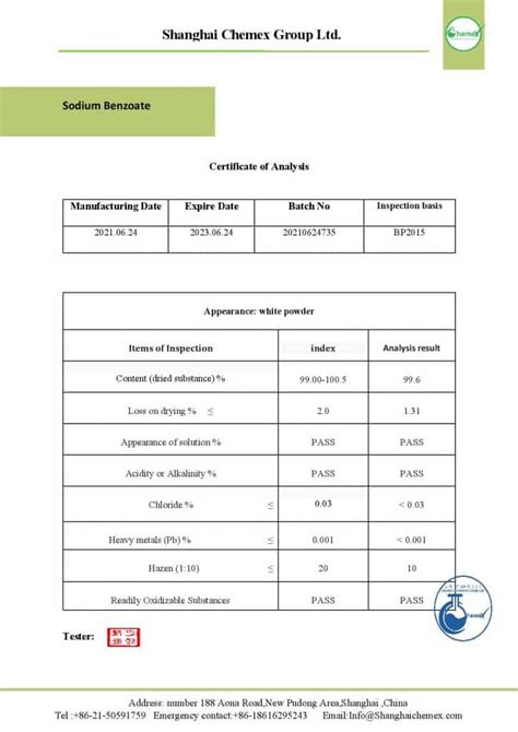 Buy Sodium Benzoate; Price, Uses, and Formula | Shanghai Chemex