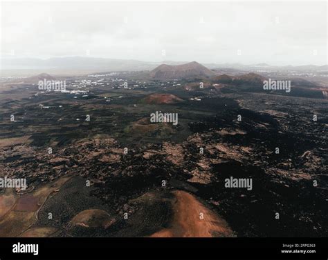 Aerial photo of Volcanoes in Lanzarote - Canary Islands. Photo of ...