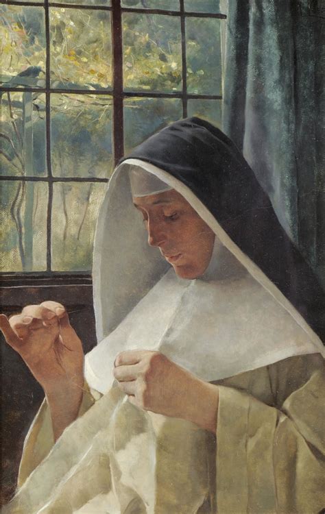 Portrait of a Nun Sewing Beside a Sunlit Window Tito Giovanni Lessi