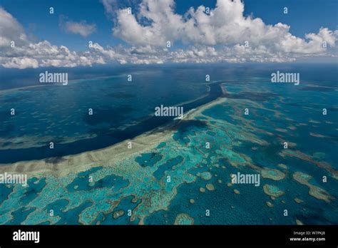 Aerial view of Hardy Reef, Great Barrier Reef, August 2011 Stock Photo ...