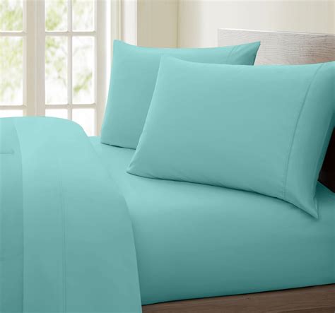 1200 Thread Count Twin XL Size Deep Pocket Solid Cotton Sheet Set (Twin XL, Aqua) - Walmart.com ...