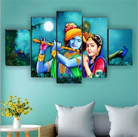 Wooden Multicolor Radha Krishna UV Textured Painting Frame, Size ...