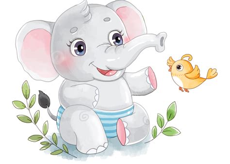 Elephant Watercolor Cartoon, Elephant, Watercolor, Cute Elephant PNG ...