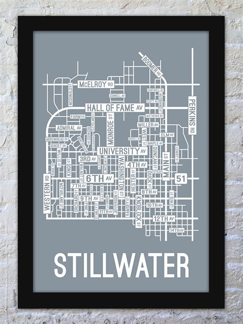 Stillwater, Oklahoma Street Map Print - School Street Posters