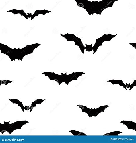 Halloween Bat Silhouette Seamless Pattern. Holiday Halloween Background Stock Illustration ...