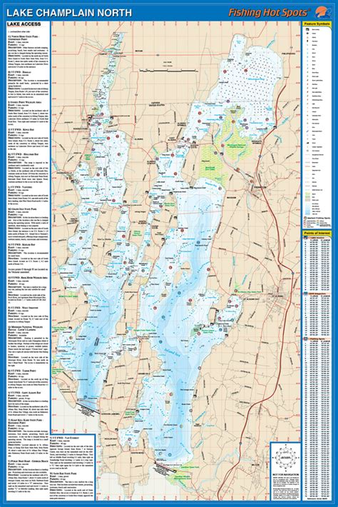 Champlain-North Fishing Map, Lake (Quebec waters to South Hero)