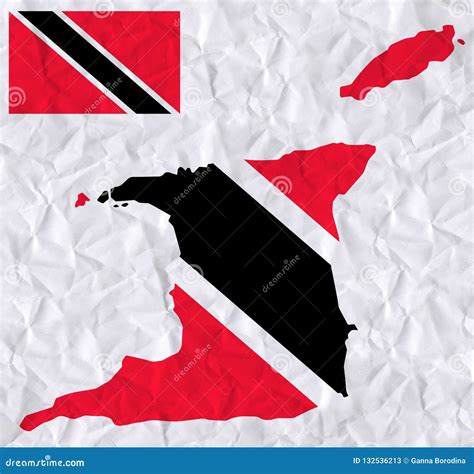 Vector Old Crumpled Paper with Watercolor Painting of Trinidad and Tobago Flag and Map Stock ...