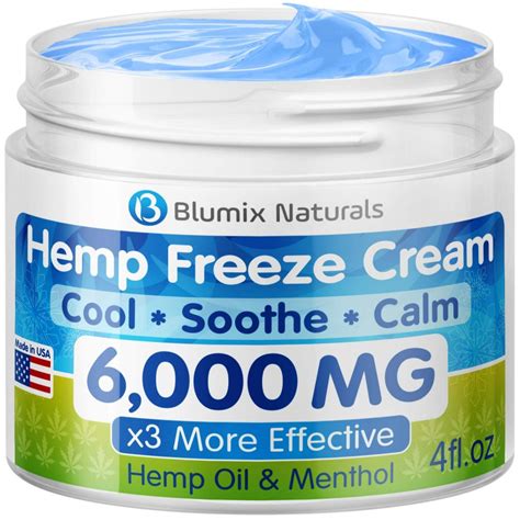 Organic Hemp Freeze Cream – 6000 Mg – Made in USA – Natural Hemp ...