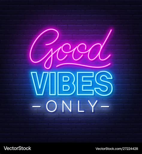 Neon sign good vibes only Royalty Free Vector Image