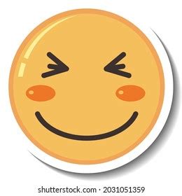 Sticker Template Happy Face Emoji Isolated Stock Vector (Royalty Free ...