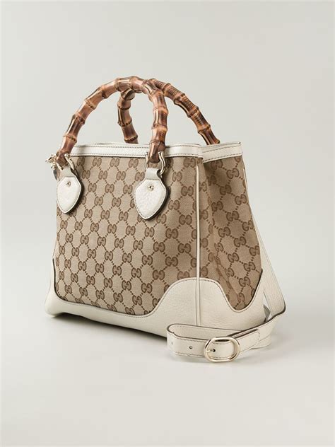 Gucci Signature Monogram Tote in Natural | Lyst