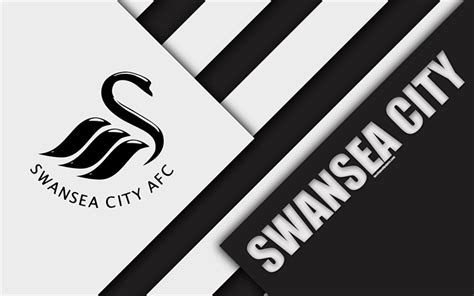 Download wallpapers Swansea City FC, logo, 4k, material design, white ...