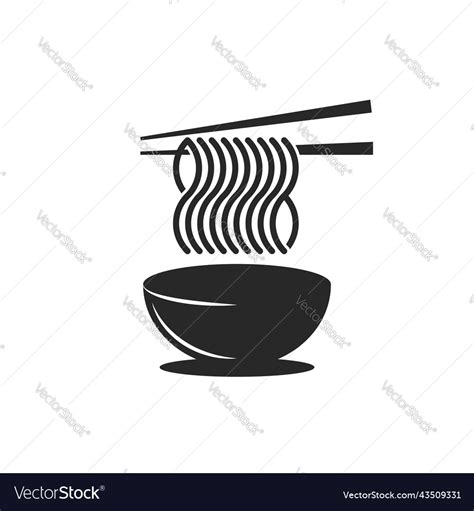 Bowl of noodles logo plate ramen soup Royalty Free Vector