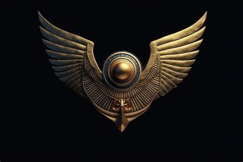 Premium AI Image | Ancient golden wings symbol isolated on dark background Illustration of an ...