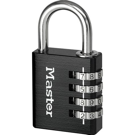 Master Lock Combination Padlock Aluminium 40 x 78 x 15mm Black | Toolstation