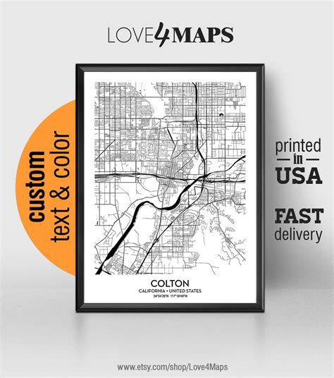 Colton California Map Colton City Print Colton Poster - Etsy