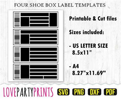 Shoe Box Label Template, PDF, Printable, Instant Download ...