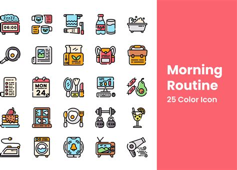 Morning Routine Icon Color Set 13268052 Vector Art at Vecteezy