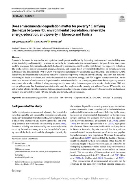 Does environmental degradation matter for poverty? Clarifying the nexus ...