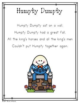 Humpty Dumpty Nursery Rhyme Poster Primary Treasure Chest - Riset