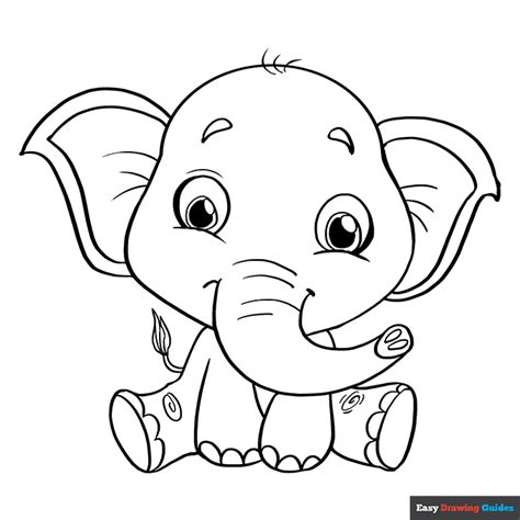 Baby Elephant Coloring Page | Easy Drawing Guides