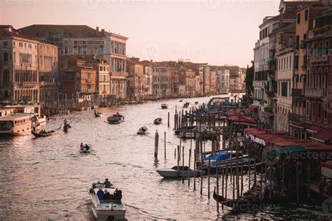 Scenic Grand Canal in Venice with Gondolas - Iconic Italian Waterway ...