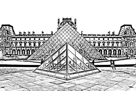 Paris France Louvre museum sketch - KCBlack&White - Paintings & Prints, Places & Travel, Europe ...