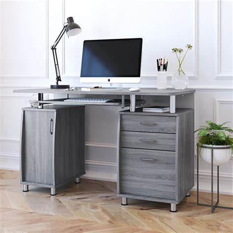 Techni Mobili Complete Workstation Computer Desk with Storage Drawers, Grey - Walmart.com ...