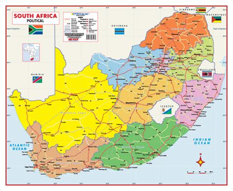 South Africa Political Wall Map -- MapStudio