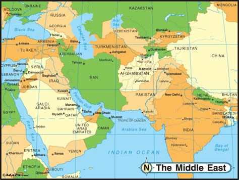 Middle East Political Map - Free Printable Maps