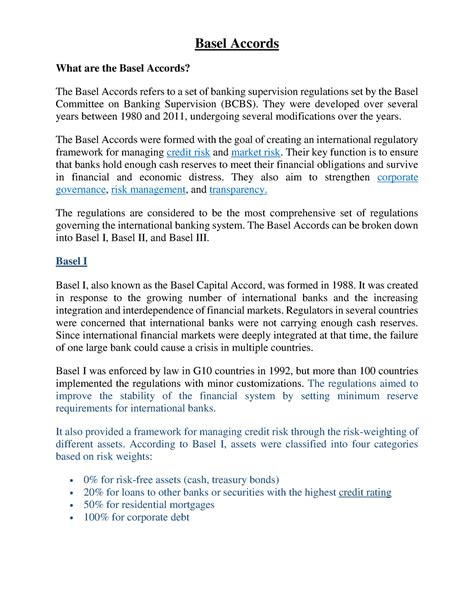 Basel Accords - They were developed over several years between 1980 and ...