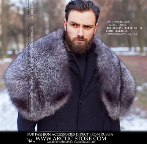 Men's wide pelerine, Blue Frost fox | Mens fur, Mens fur coat, Fur