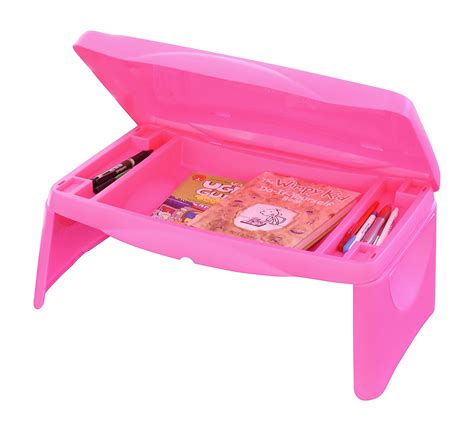 kids folding 17" x 11" lap desk with storage - pink - durable ...